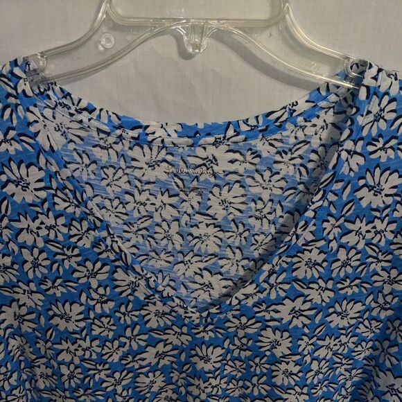 Lilly Pulitzer Womens Activewear Blouse Size Large Blue Floral Athleisure - Picture 3 of 12